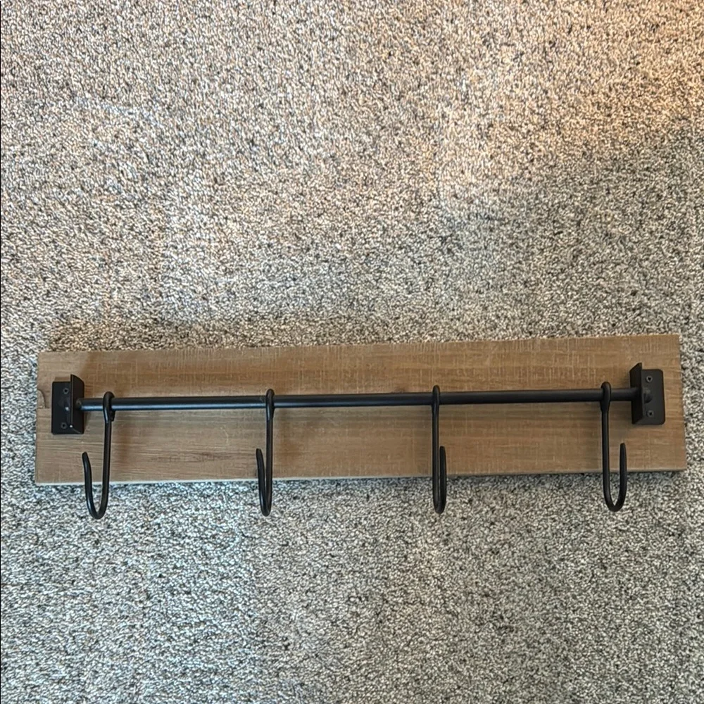 Rustic Brown and Black Wall Hook Rack - Picture 1 of 3